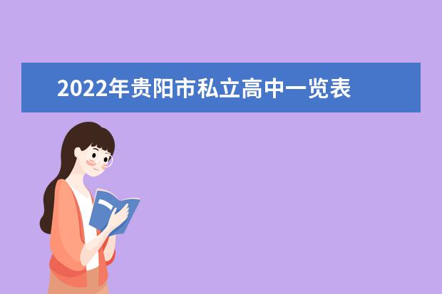 2022年贵阳市私立高中一览表